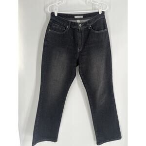 CHICOS PLATINUM women's black jeans size 1.5 short straight leg midrise stretch